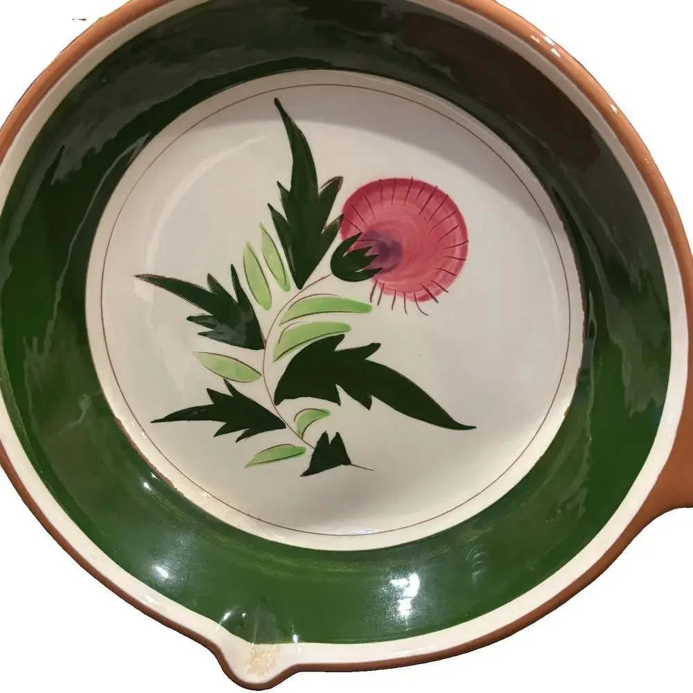Vintage Stangl Pottery Thistle Pattern (2) Handled Skillets Small & Lg 9